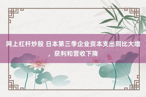 网上杠杆炒股 日本第三季企业资本支出同比大增，获利和营收下降
