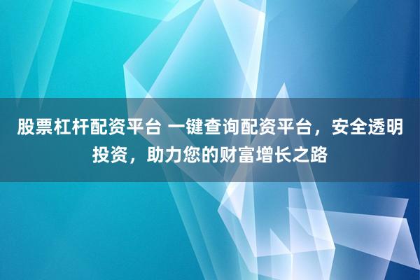 股票杠杆配资平台 一键查询配资平台，安全透明投资，助力您的财富增长之路