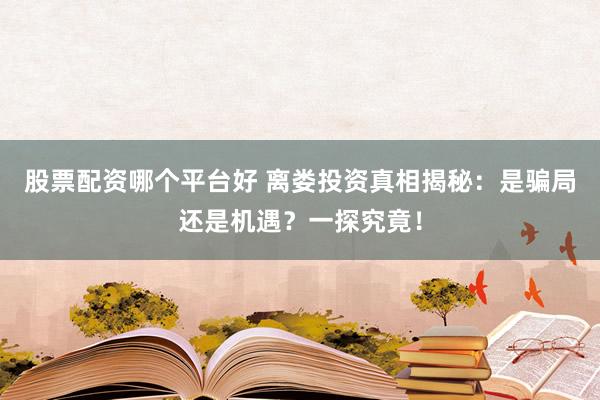 股票配资哪个平台好 离娄投资真相揭秘：是骗局还是机遇？一探究竟！