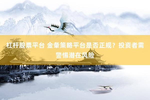 杠杆股票平台 金夆策略平台是否正规？投资者需警惕潜在风险