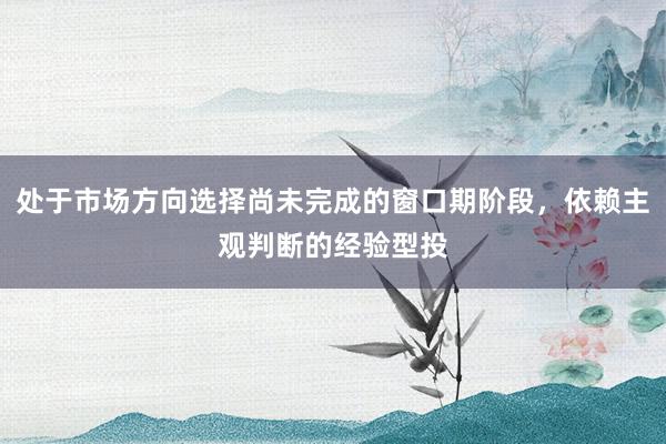 处于市场方向选择尚未完成的窗口期阶段，依赖主观判断的经验型投