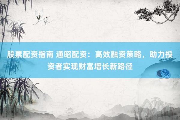 股票配资指南 通昭配资:高效融资策略,助力投资者实现财富增长新路径