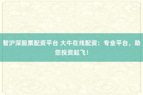 智沪深股票配资平台 大牛在线配资:专业平台,助您投资起飞!